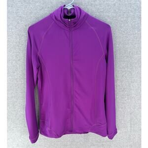 Peter Millar Women's sz M Zip Up Jacket LS Purple Athletic Pockets Golf UPF 50+